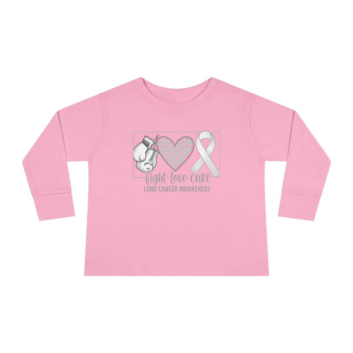 Fight Love Cure Lung Cancer Awareness Toddler Long Sleeve Shirt | Kids Support Tee