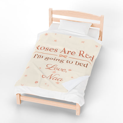 “Roses Are Red, I’m Going to Bed” Blanket | Personalized Salutation Cozy Throw