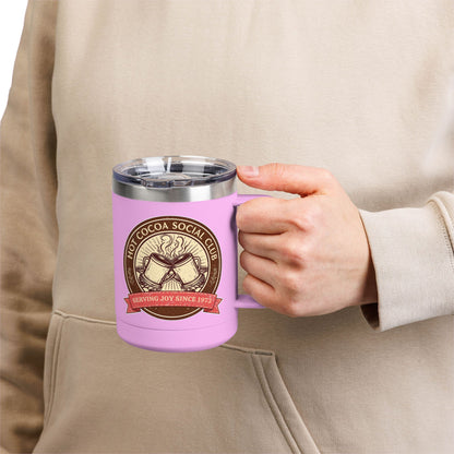 Hot Cocoa Social Club Insulated Coffee Tumbler | Cozy Vintage Mug | Double-Wall Stainless Steel Holiday Drinkware