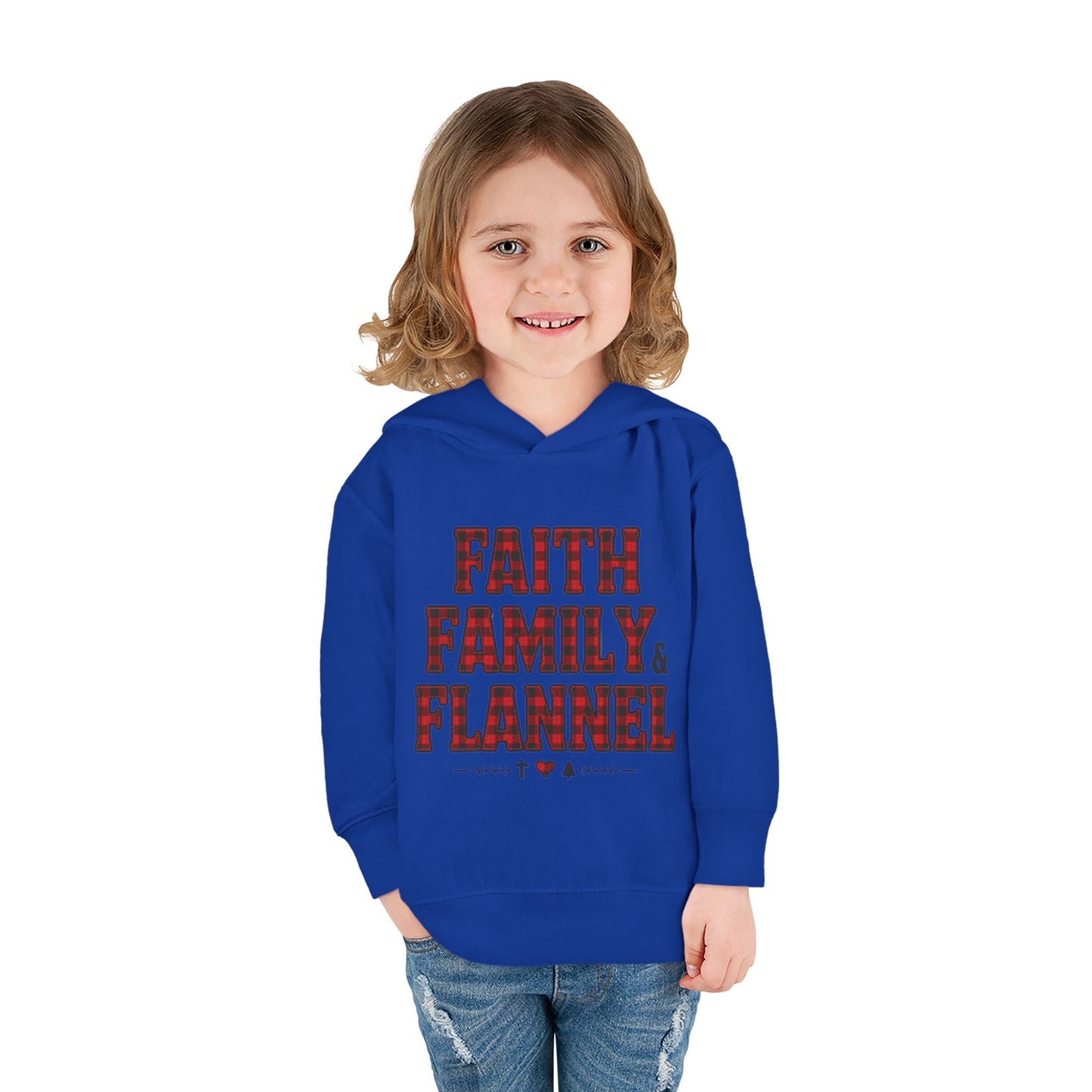 Faith, Family & Flannel Toddler Hoodie | Cozy Christian Fall & Holiday Sweatshirt (15 Colors)