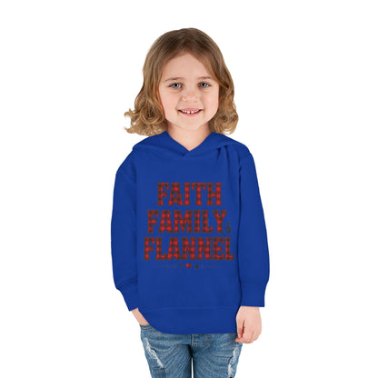 Faith, Family & Flannel Toddler Hoodie | Cozy Christian Fall & Holiday Sweatshirt (15 Colors)