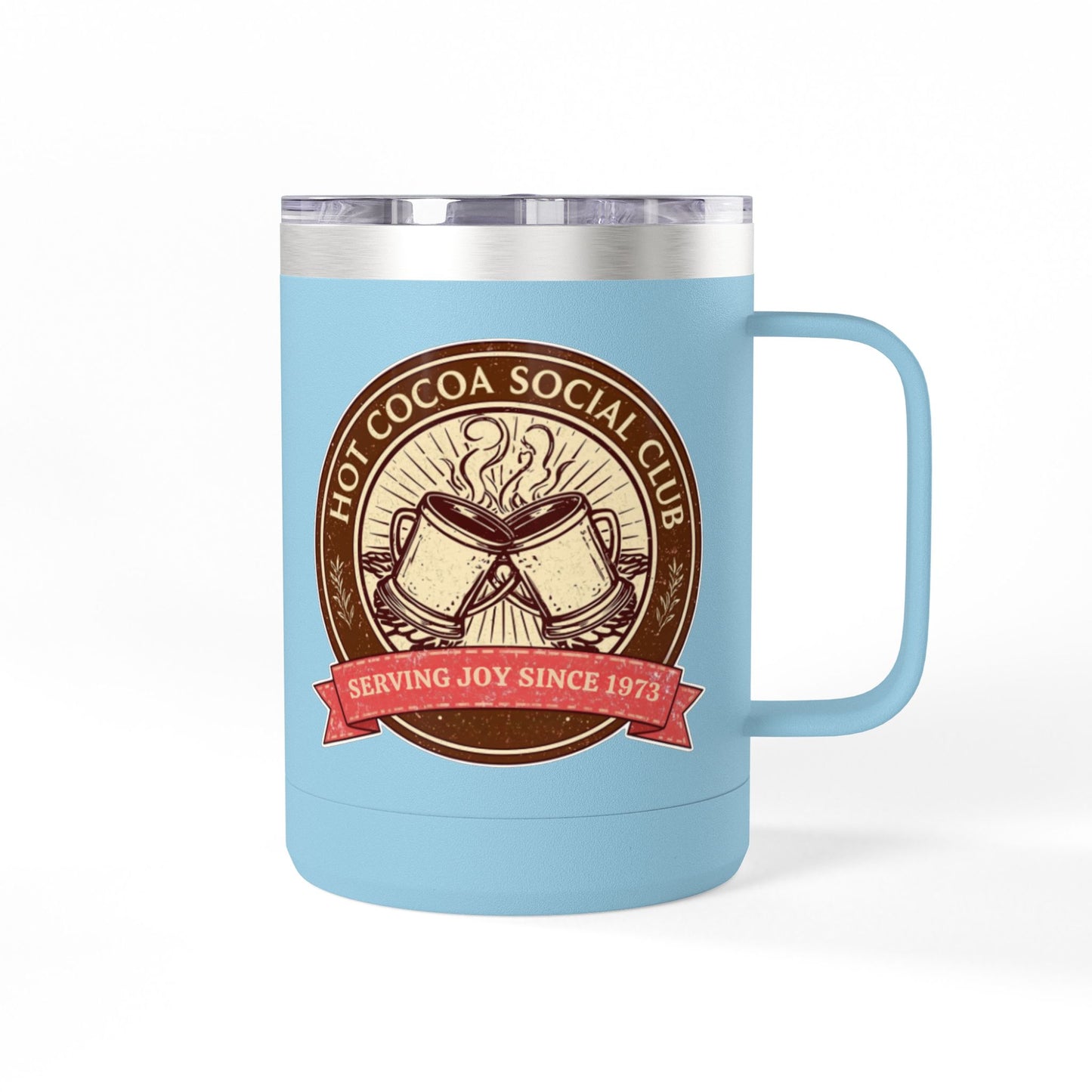 Hot Cocoa Social Club Insulated Coffee Tumbler | Cozy Vintage Mug | Double-Wall Stainless Steel Holiday Drinkware