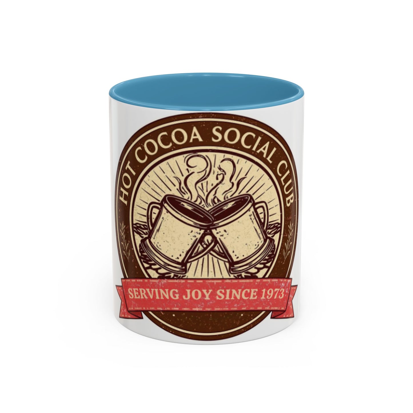 Hot Cocoa Social Club Accent Mug | Vintage Holiday Coffee Cup (11oz & 15oz, Multiple Colors)