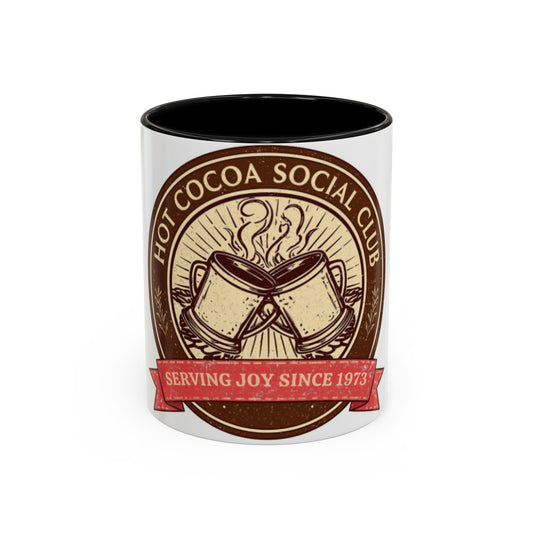 Hot Cocoa Social Club Accent Mug | Vintage Holiday Coffee Cup (11oz & 15oz, Multiple Colors)