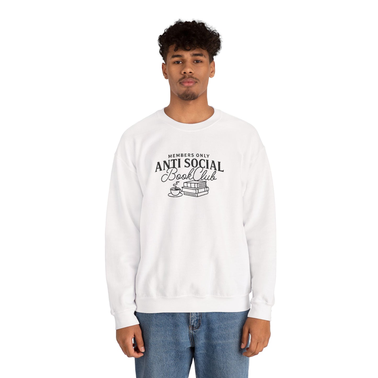 “Members Only Anti Social Book Club” Embroidered Crewneck