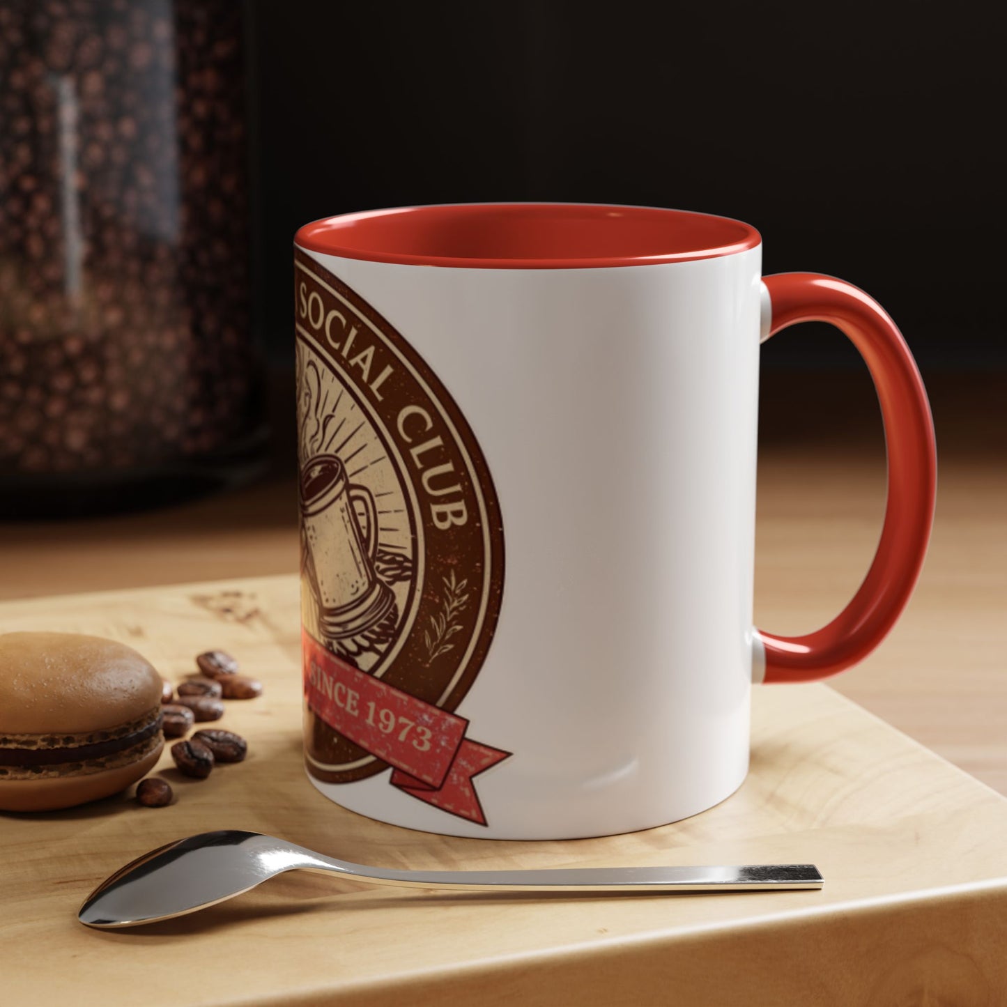 Hot Cocoa Social Club Accent Mug | Vintage Holiday Coffee Cup (11oz & 15oz, Multiple Colors)