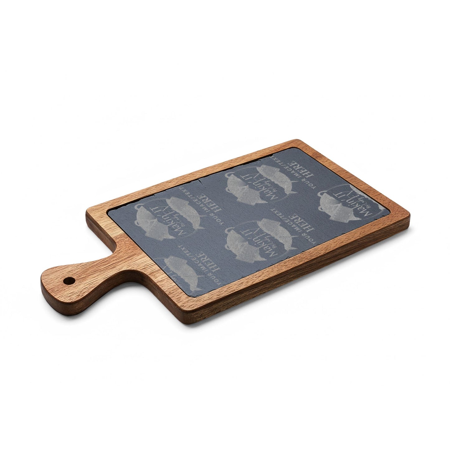 Custom Engraved Charcuterie Board with Slate Insert – Personalized Acacia Serving Board