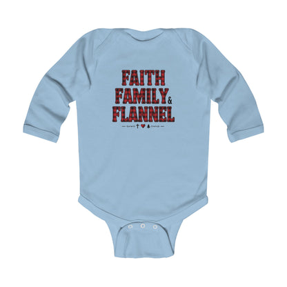 Faith, Family & Flannel Infant Onesie | Cozy Christian Baby Bodysuit