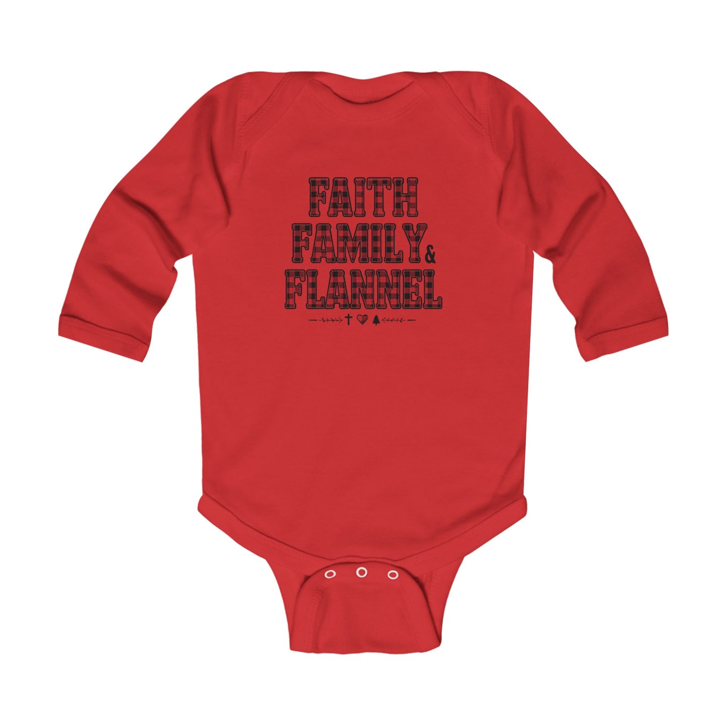 Faith, Family & Flannel Infant Onesie | Cozy Christian Baby Bodysuit (7 Colors)