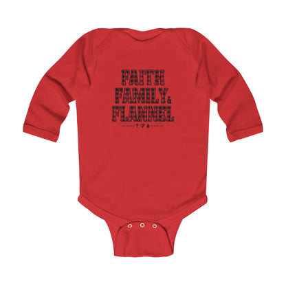 Faith, Family & Flannel Infant Onesie | Cozy Christian Baby Bodysuit