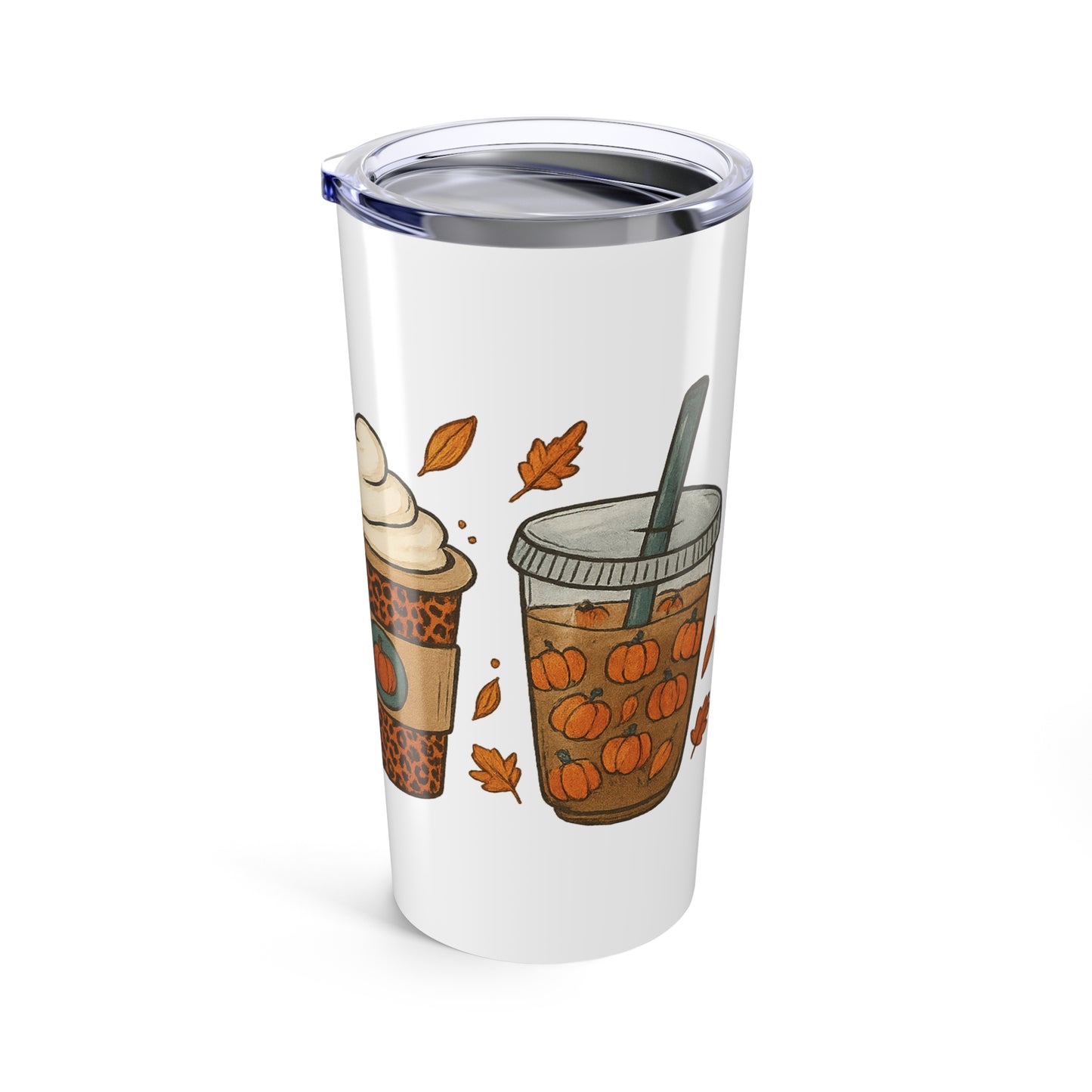 Pumpkin Spice Tumbler | Fall Coffee Travel Cup | Leopard Print Pumpkin Latte Stainless Steel Tumbler