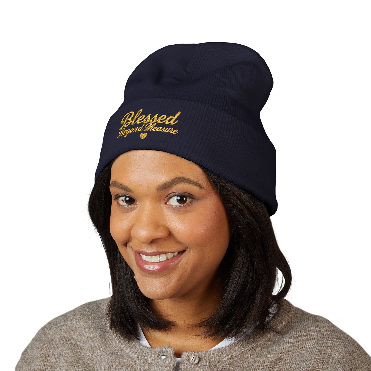 Blessed Beyond Measure Embroidered Beanie – Faith-Inspired Knit Hat (9 Color Options)