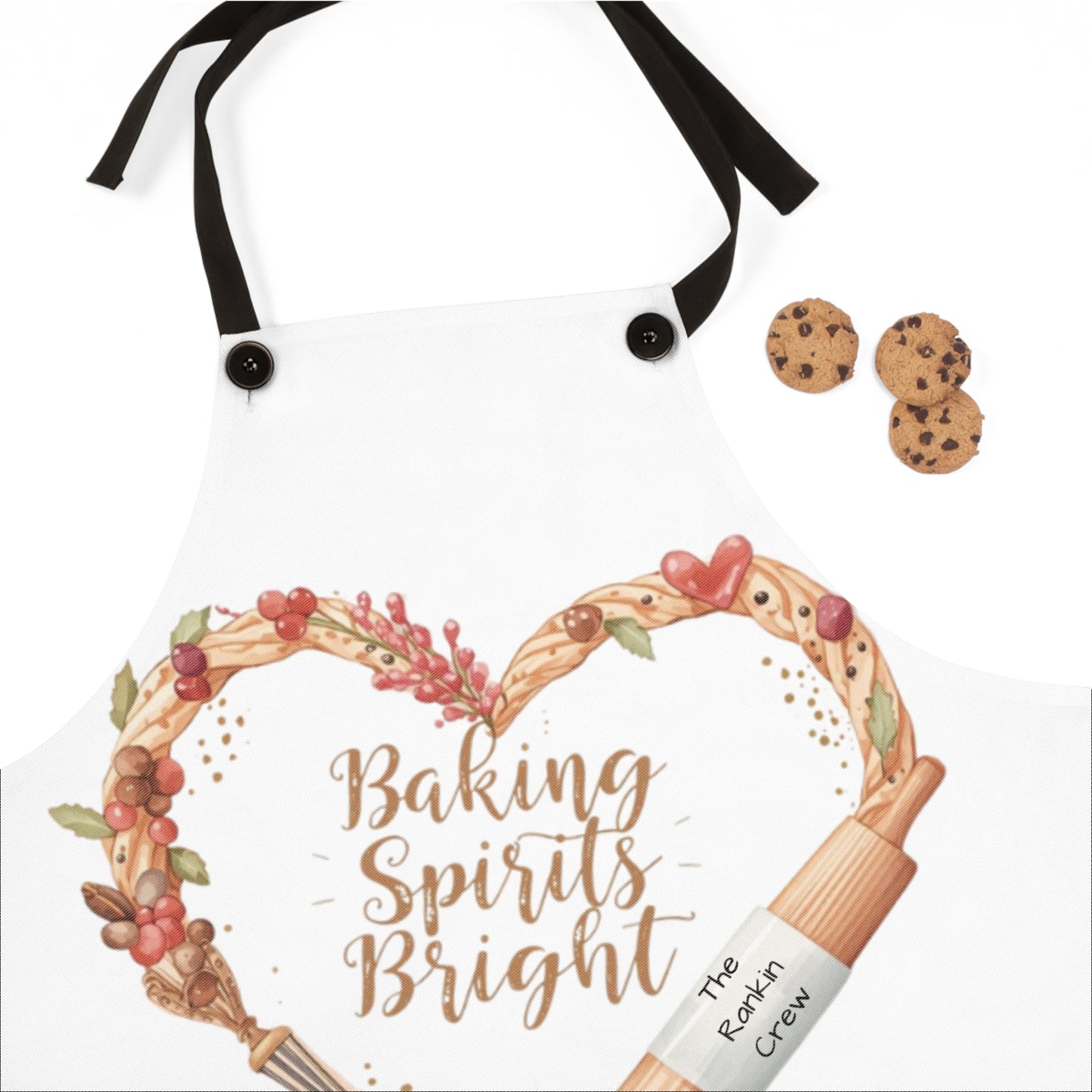Baking Spirits Bright Christmas Apron | Personalized Holiday Baking Gift for Home Bakers & Chefs