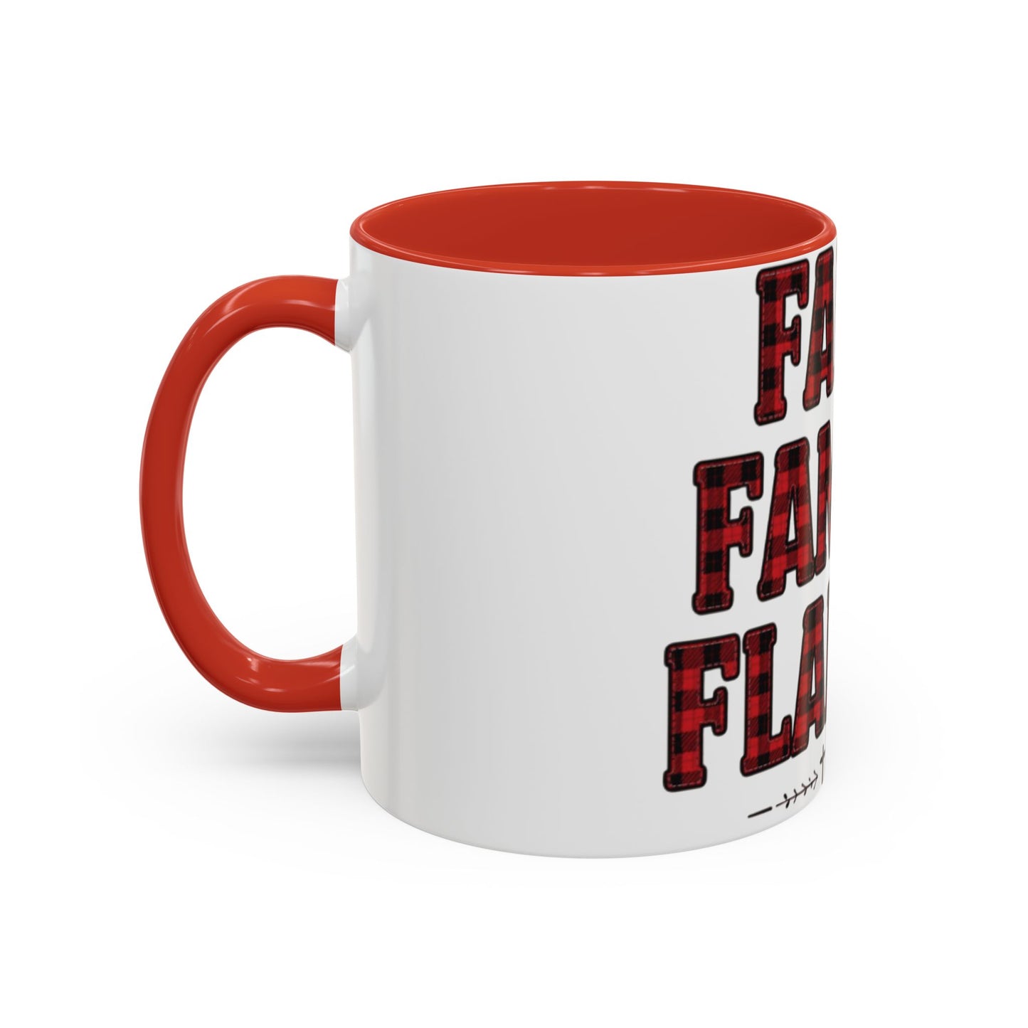 Faith, Family & Flannel Accent Mug | 11oz & 15oz Christian Coffee Cup (Multiple Colors)