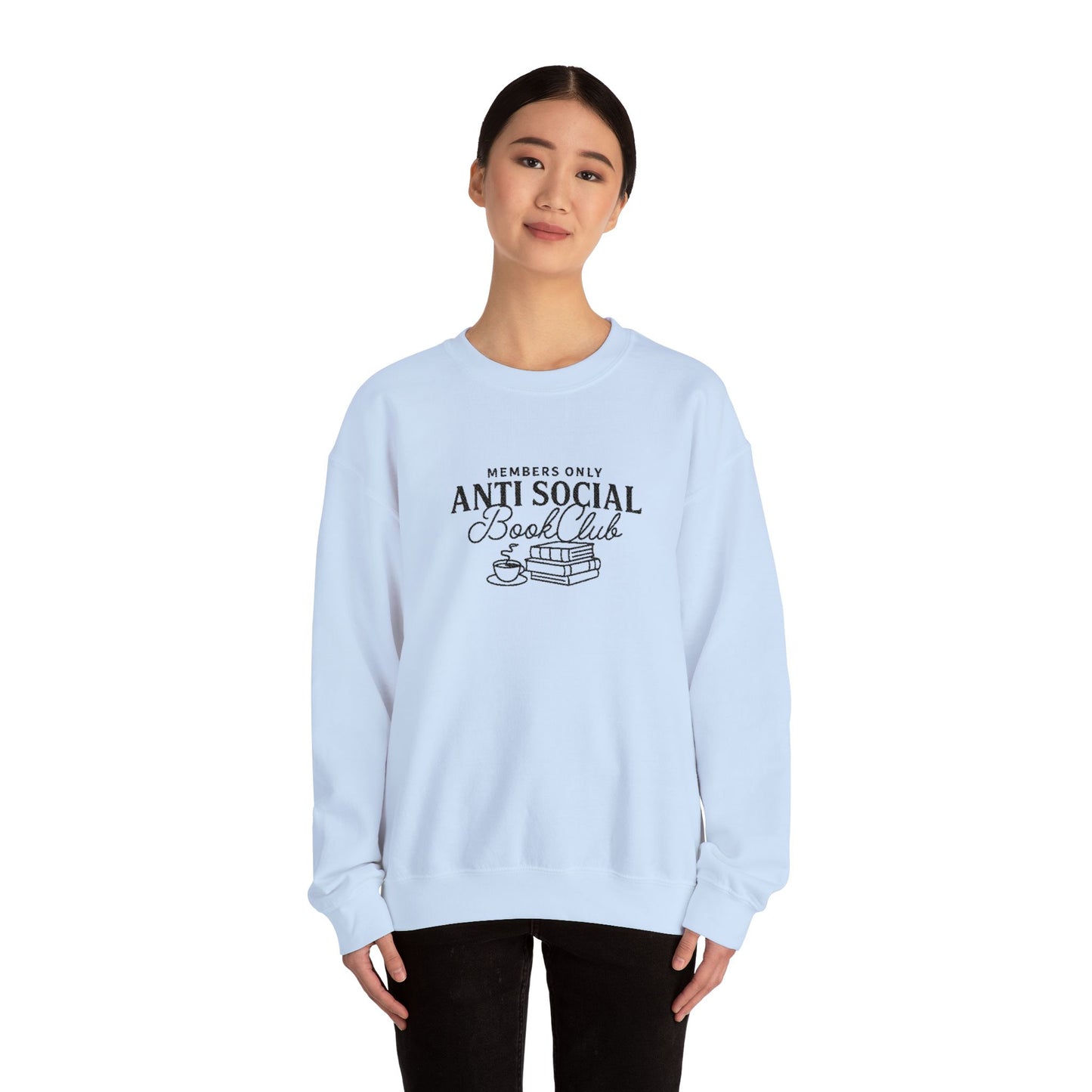 “Members Only Anti Social Book Club” Embroidered Crewneck