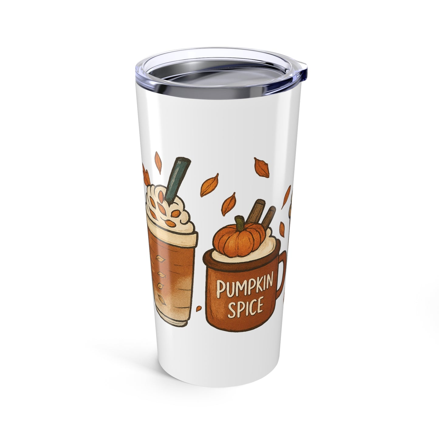 Pumpkin Spice Tumbler | Fall Coffee Travel Cup | Leopard Print Pumpkin Latte Stainless Steel Tumbler