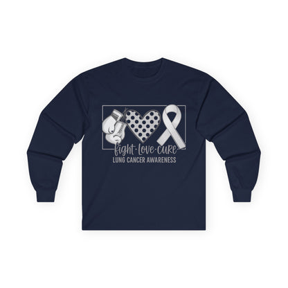 Fight Love Cure Lung Cancer Awareness Long Sleeve Shirt | Unisex Graphic Tee
