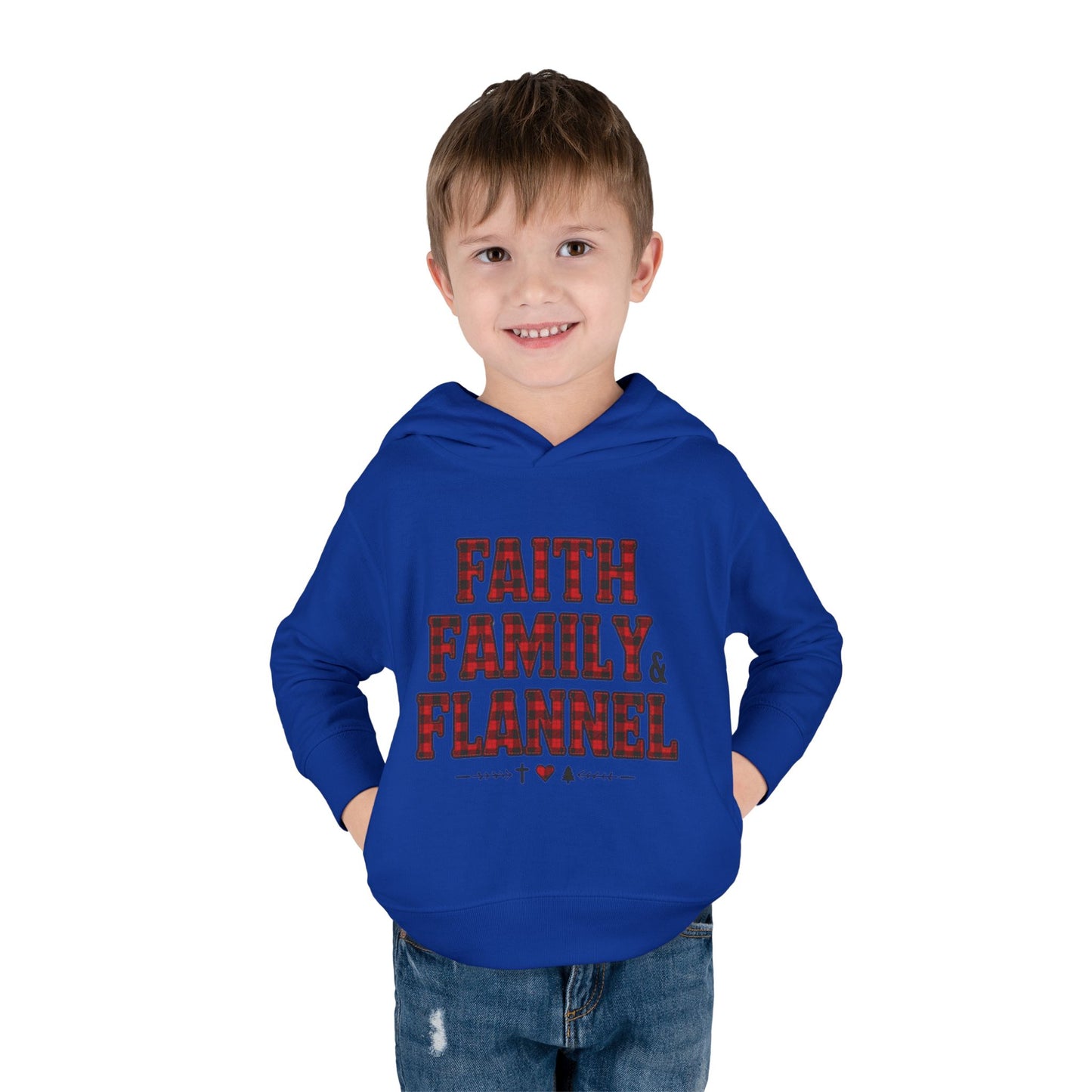 Faith, Family & Flannel Toddler Hoodie | Cozy Christian Fall & Holiday Sweatshirt (15 Colors)