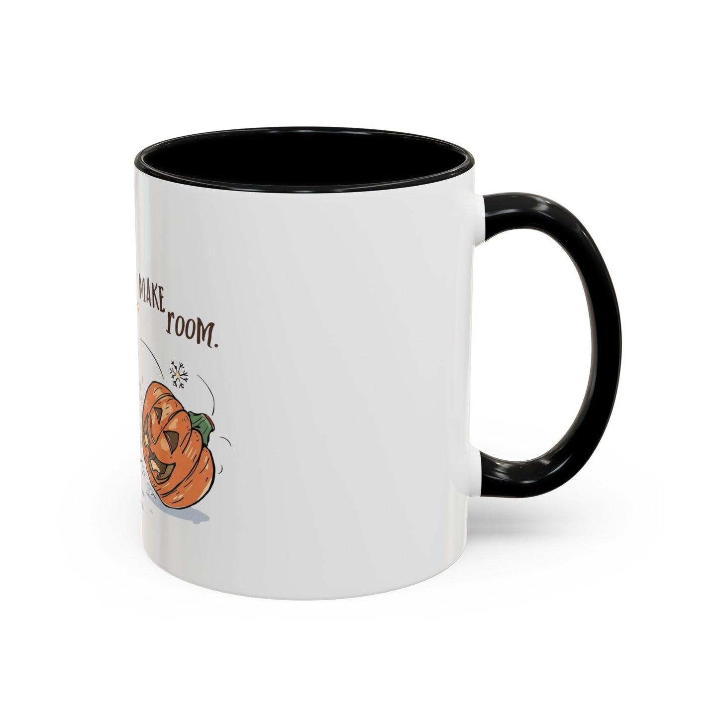 Winter to Fall Humor Mug – “Make Room” Snowman & Pumpkin Mug