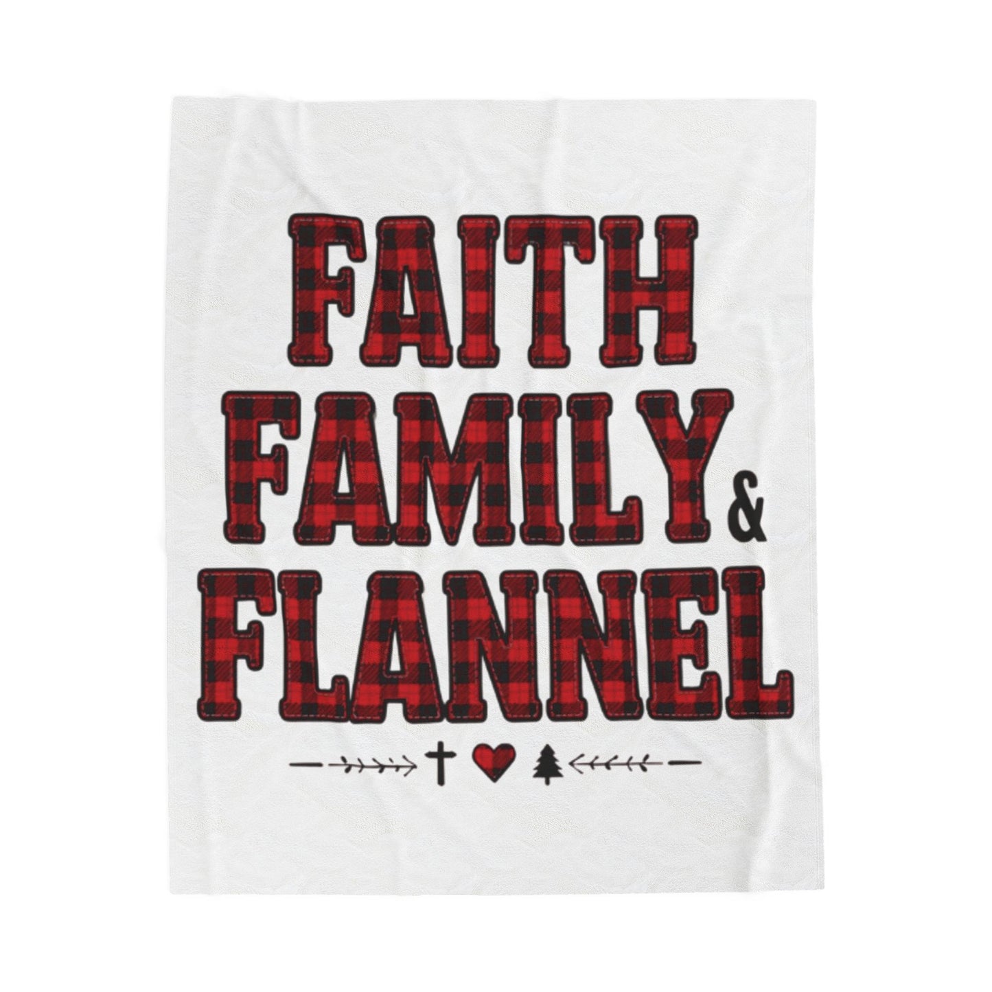 Faith, Family & Flannel Velveteen Plush Blanket | Cozy Christian Fall & Holiday Throw (3 Sizes)