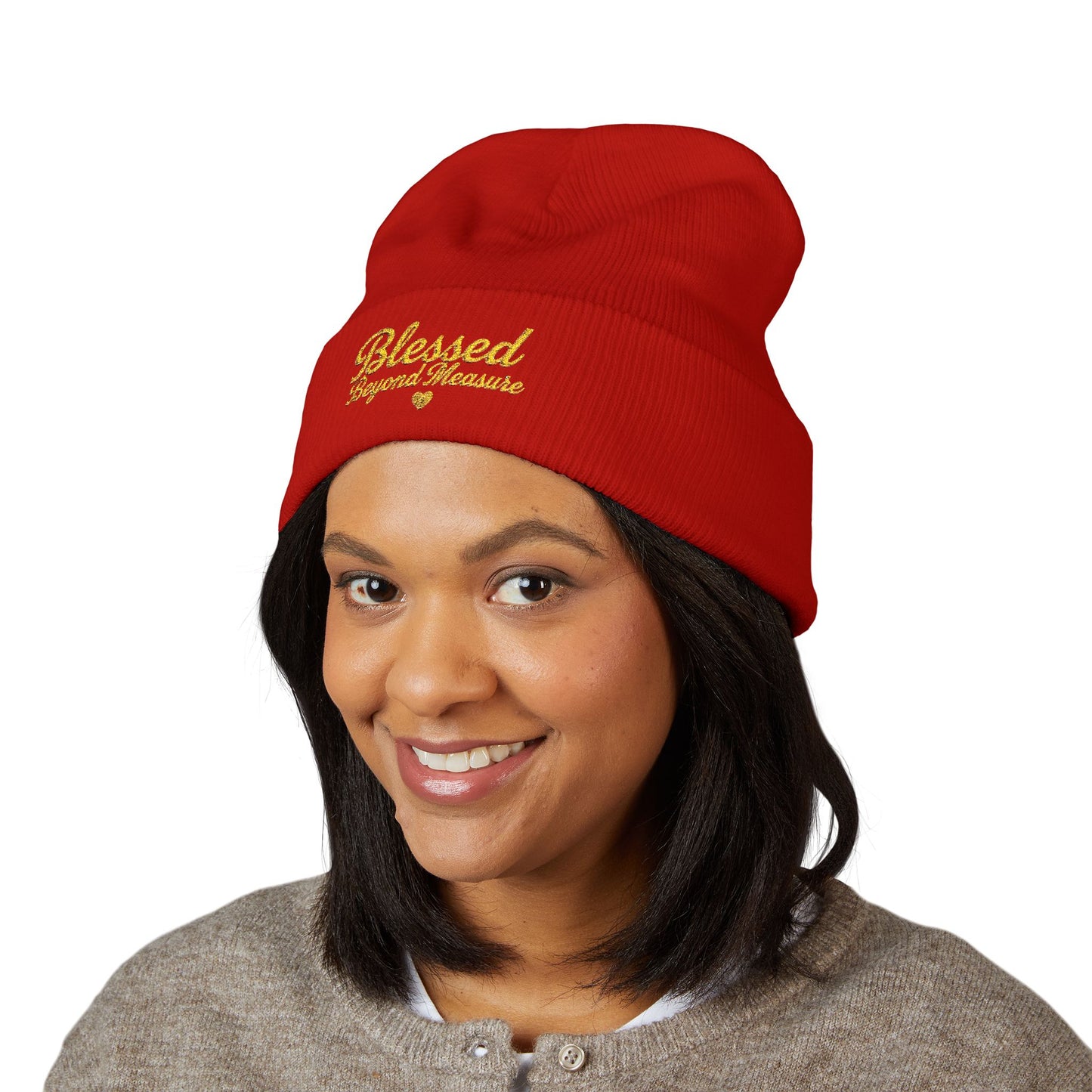 Blessed Beyond Measure Embroidered Beanie – Faith-Inspired Knit Hat (9 Color Options)
