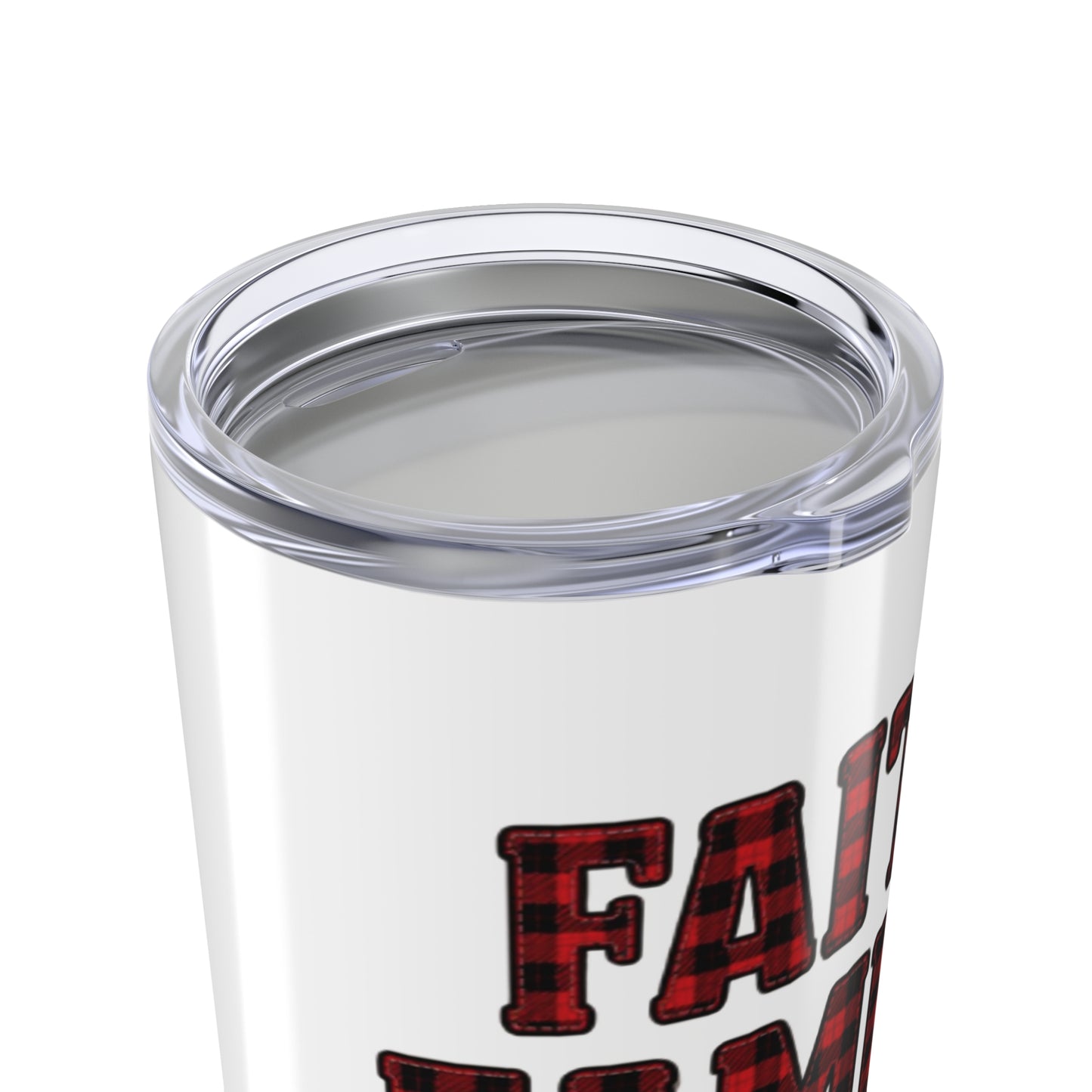 Faith, Family & Flannel Stainless Steel Tumbler | Insulated Travel Mug with Lid (20oz)