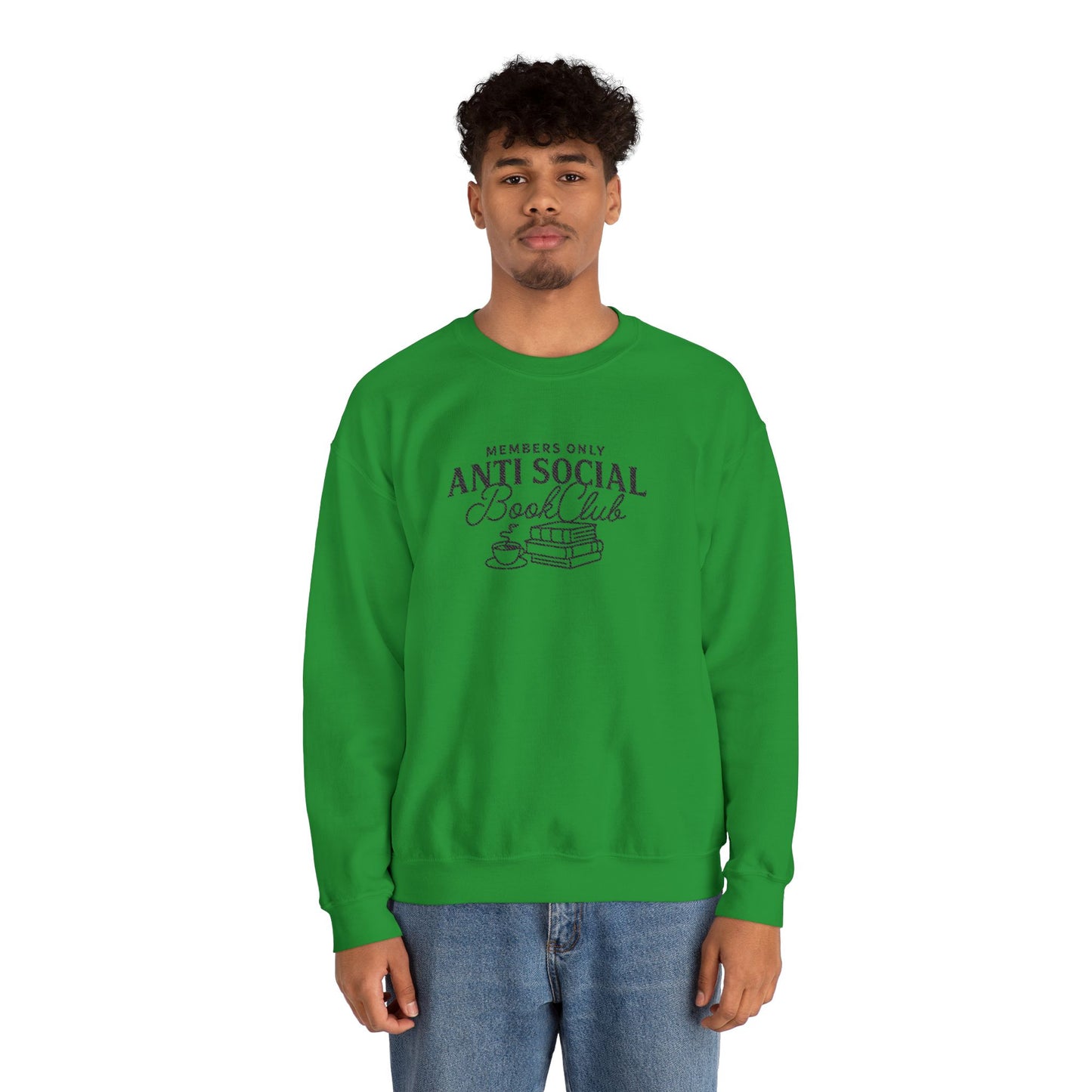 “Members Only Anti Social Book Club” Embroidered Crewneck