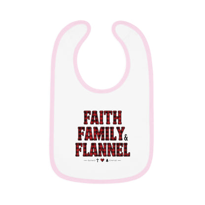 Faith, Family & Flannel Baby Bib — Plaid Nursery Bib for Newborns & Toddlers