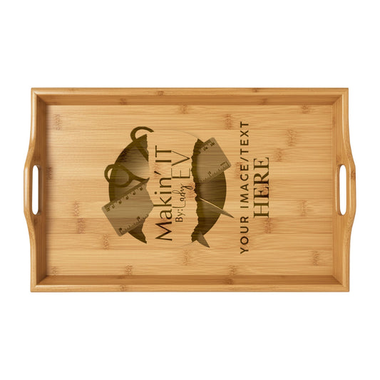 Personalized Engraved Bamboo Serving Tray – Custom Charcuterie & Breakfast Tray with Handles