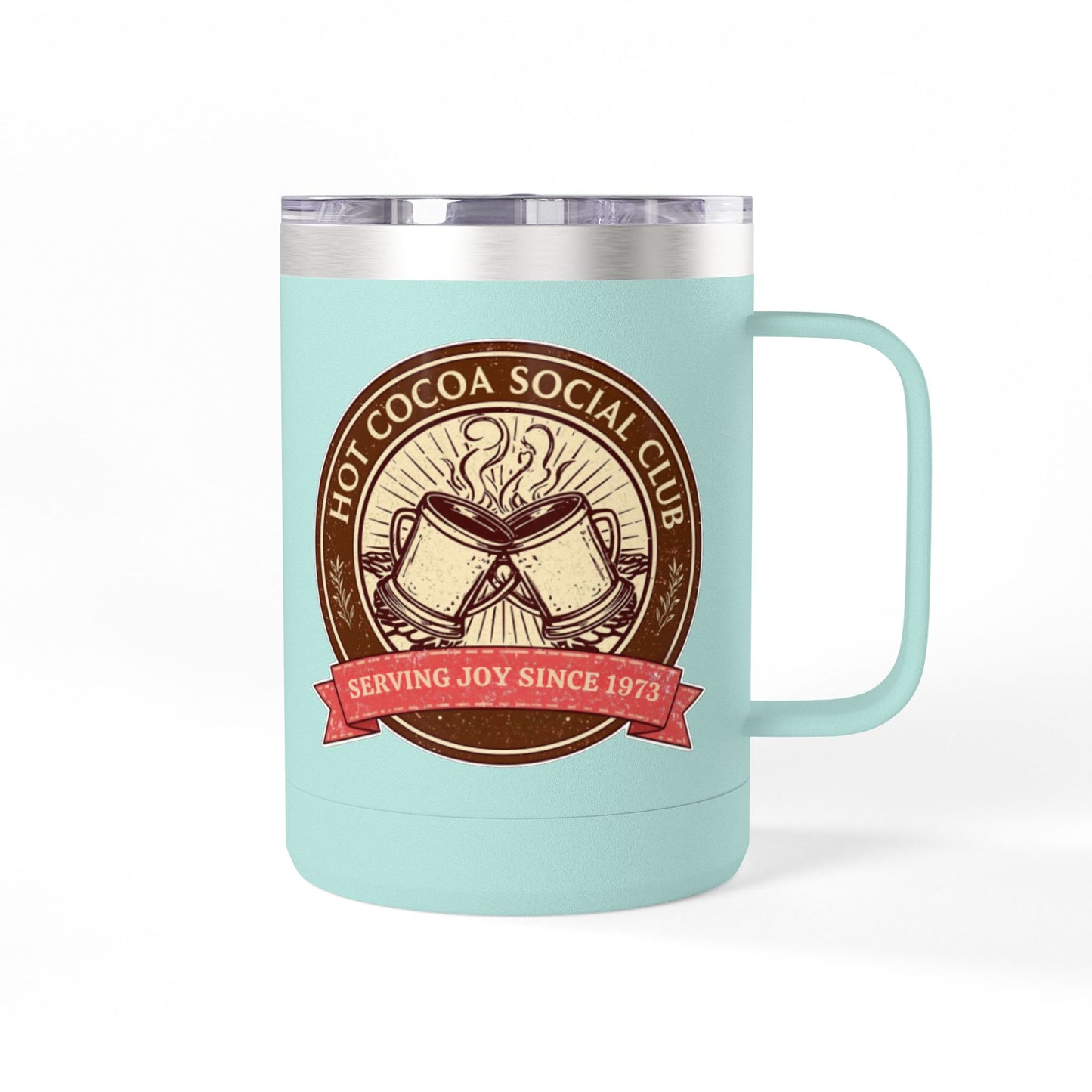 Hot Cocoa Social Club Insulated Coffee Tumbler | Cozy Vintage Mug | Double-Wall Stainless Steel Holiday Drinkware