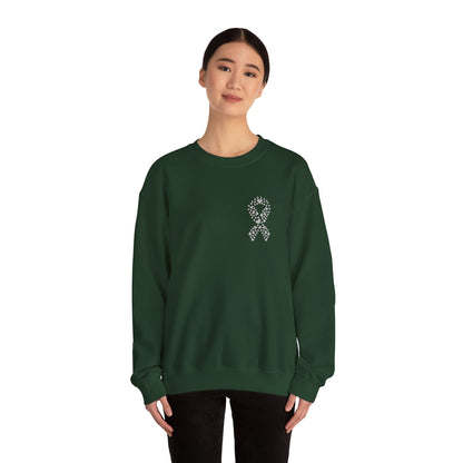 Lung Cancer Awareness Heart Ribbon Crewneck Sweatshirt – Support & Strength Sweater (8 Color Options)
