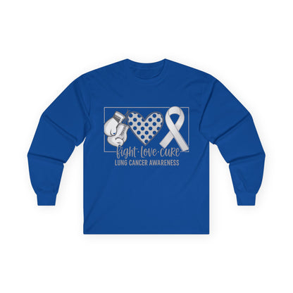 Fight Love Cure Lung Cancer Awareness Long Sleeve Shirt | Unisex Graphic Tee