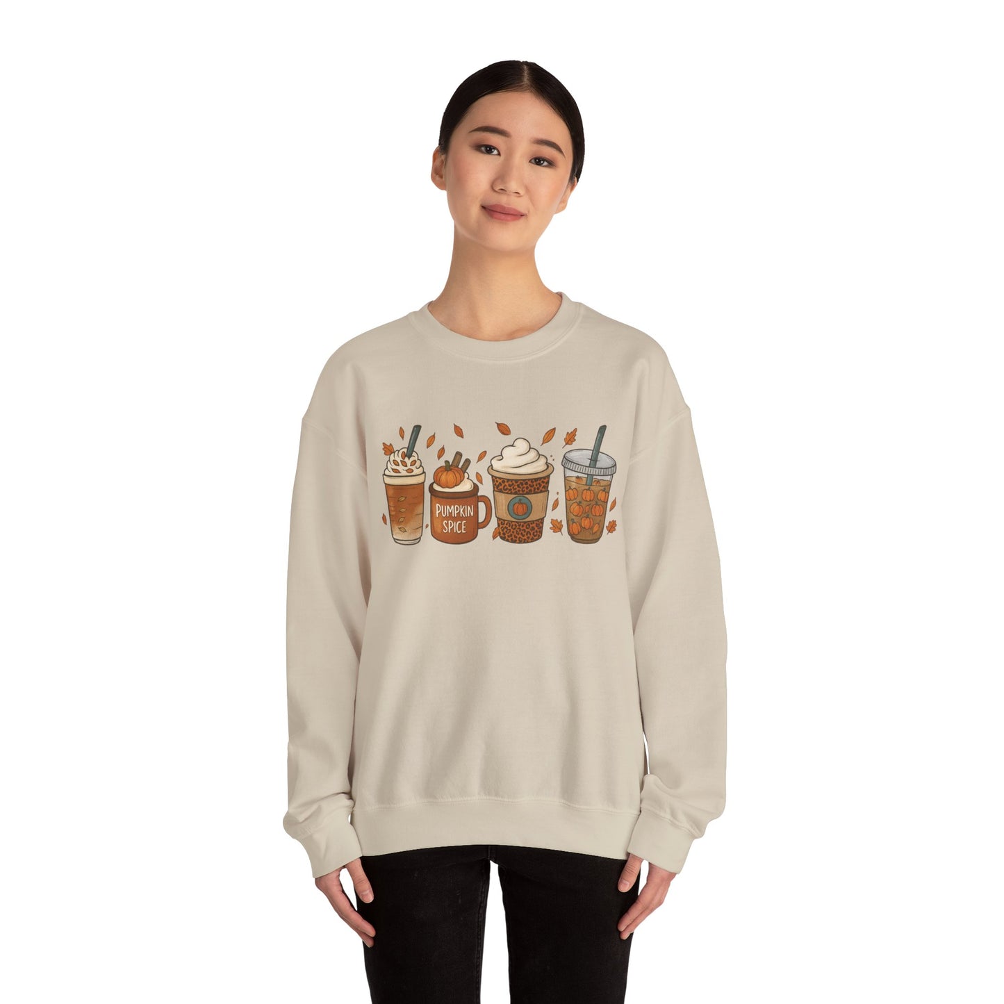 Pumpkin Spice Crewneck Sweatshirt – Cozy Fall Coffee Lover Pullover (10 Colors)