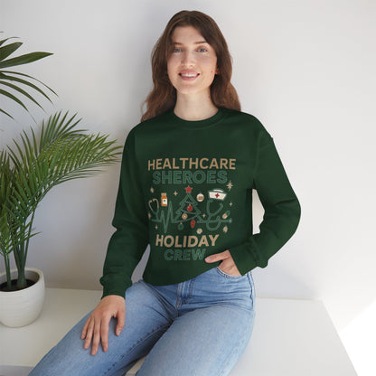 Healthcare Sheroes Holiday Crewneck Sweatshirt | Christmas Nurse & Medical Staff Gift (10 Colors)
