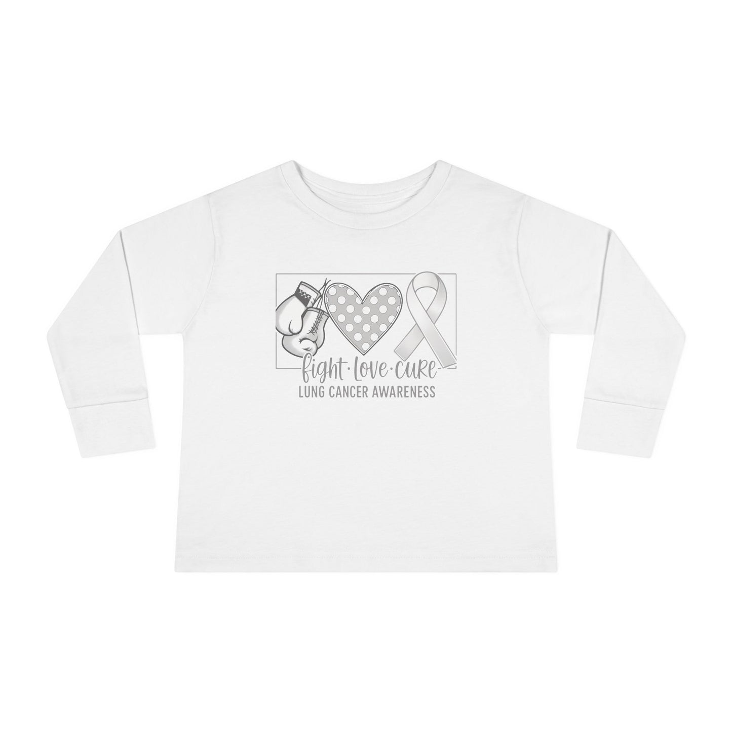 Fight Love Cure Lung Cancer Awareness Toddler Long Sleeve Shirt | Kids Support Tee