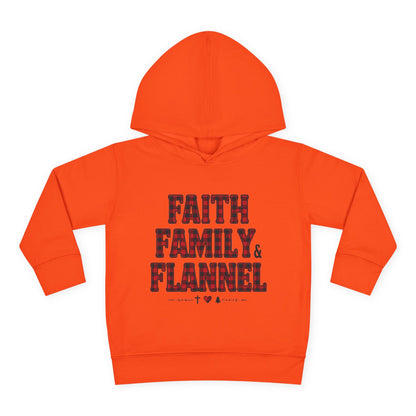Faith, Family & Flannel Toddler Hoodie | Cozy Christian Fall & Holiday Sweatshirt (15 Colors)