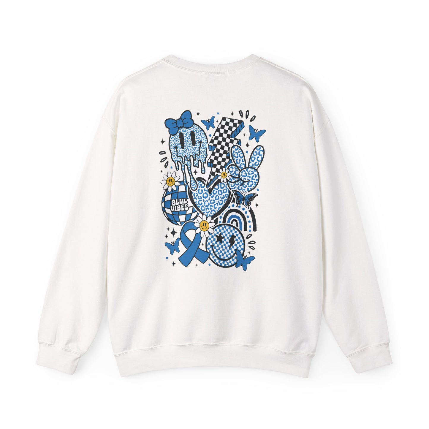 Diabetes Awareness Crewneck Sweatshirt | Blue Ribbon Graffiti Design (9 Colors)