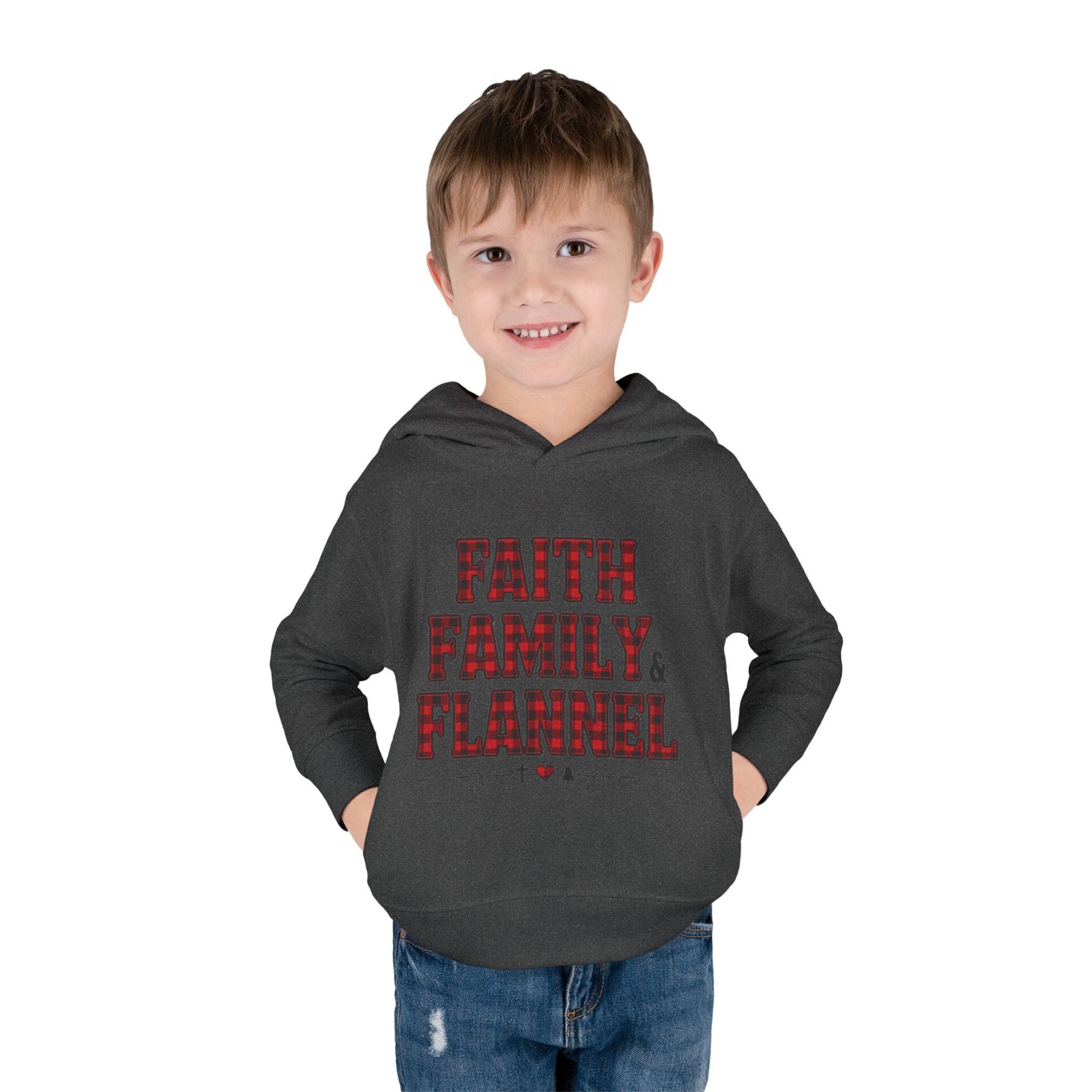 Faith, Family & Flannel Toddler Hoodie | Cozy Christian Fall & Holiday Sweatshirt (15 Colors)