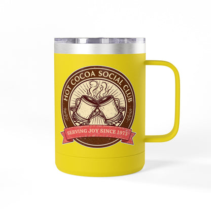 Hot Cocoa Social Club Insulated Coffee Tumbler | Cozy Vintage Mug | Double-Wall Stainless Steel Holiday Drinkware
