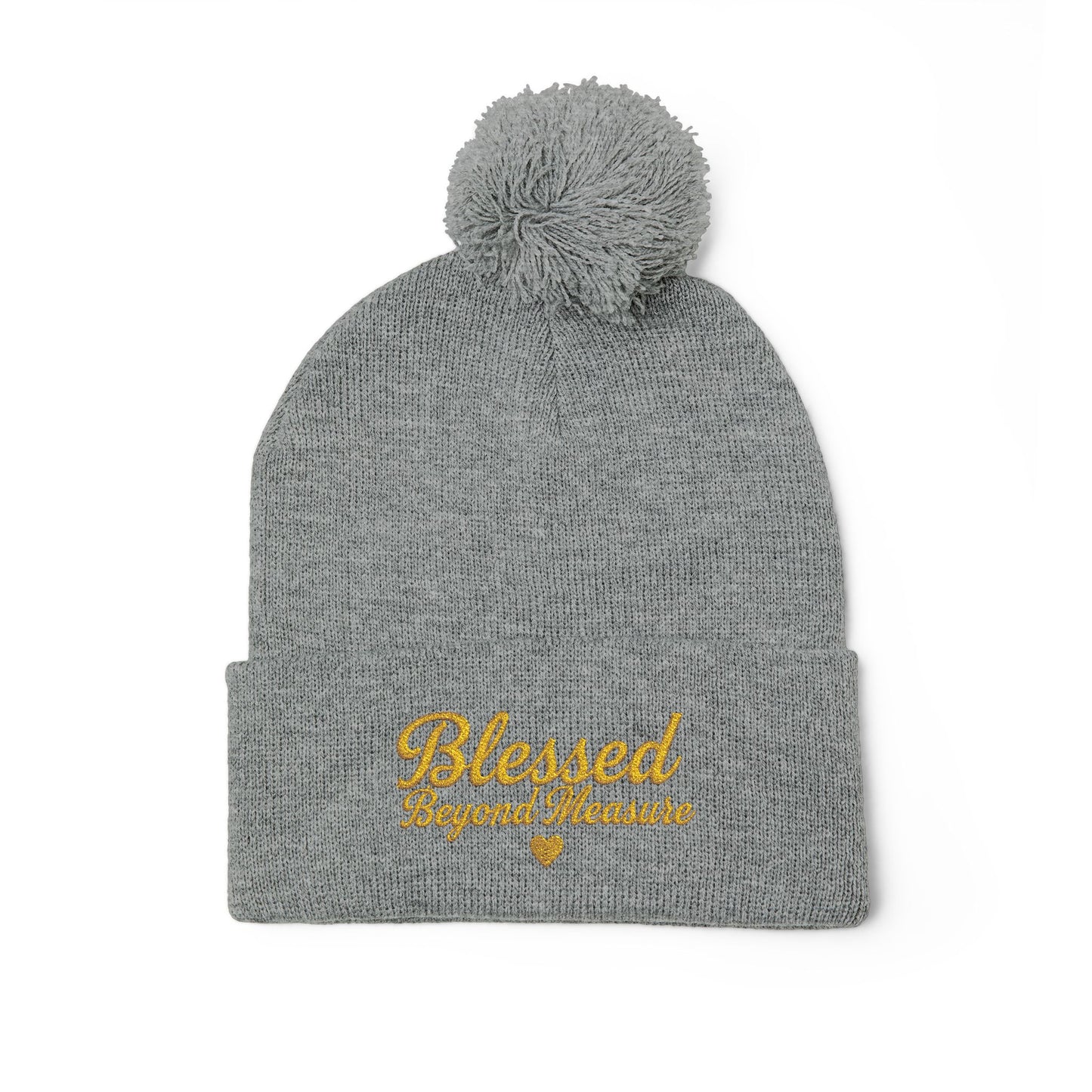 Blessed Beyond Measure Pom Pom Beanie – Embroidered Faith Winter Hat (10 Colors)