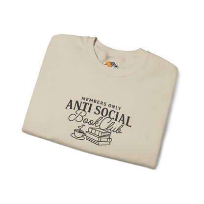 “Members Only Anti Social Book Club” Embroidered Crewneck