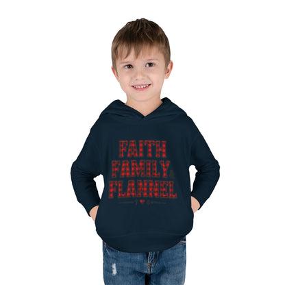 Faith, Family & Flannel Toddler Hoodie | Cozy Christian Fall & Holiday Sweatshirt (15 Colors)