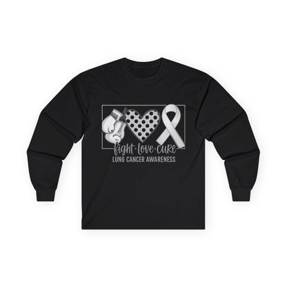 Fight Love Cure Lung Cancer Awareness Long Sleeve Shirt | Unisex Graphic Tee