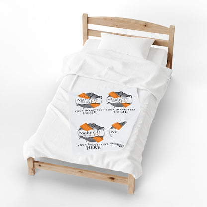 Custom Velveteen Plush Blanket – Personalized 4-Photo Throw