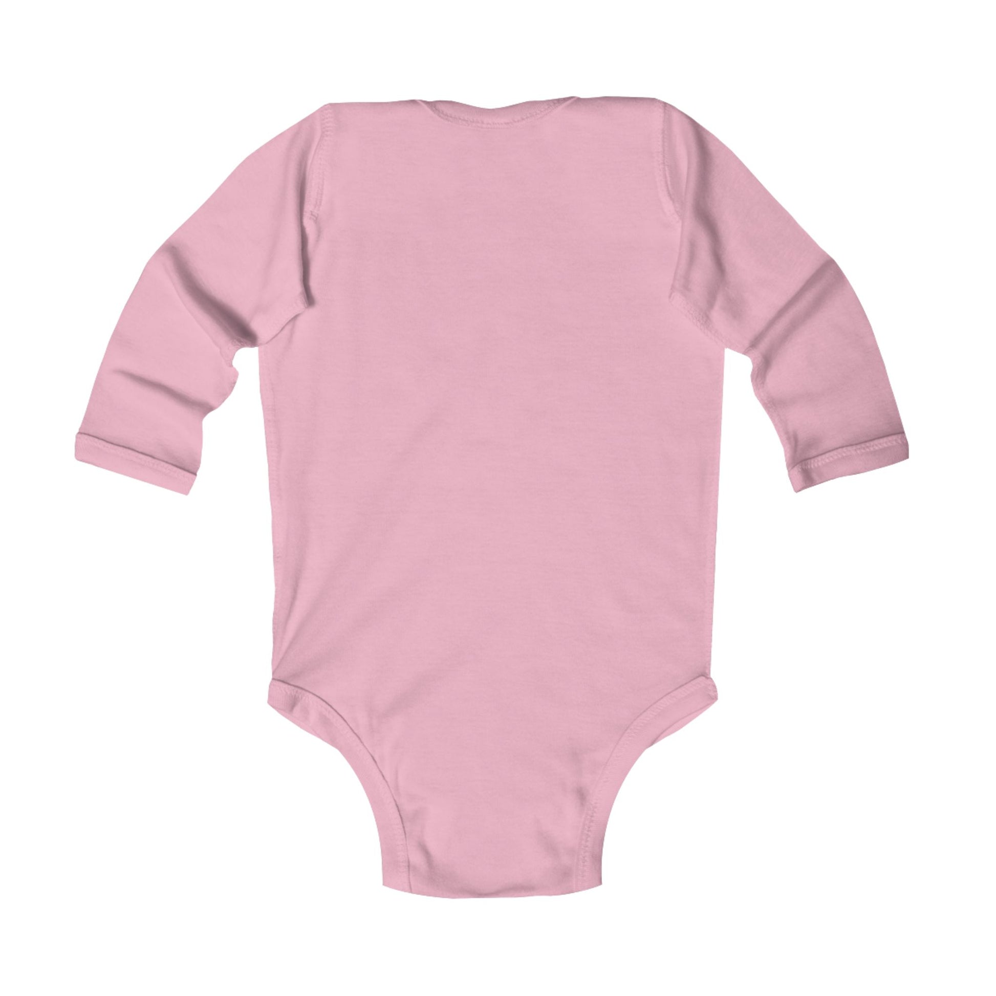 Back view of baby long sleeve bodysuit in light pink – comfortable infant bodysuit