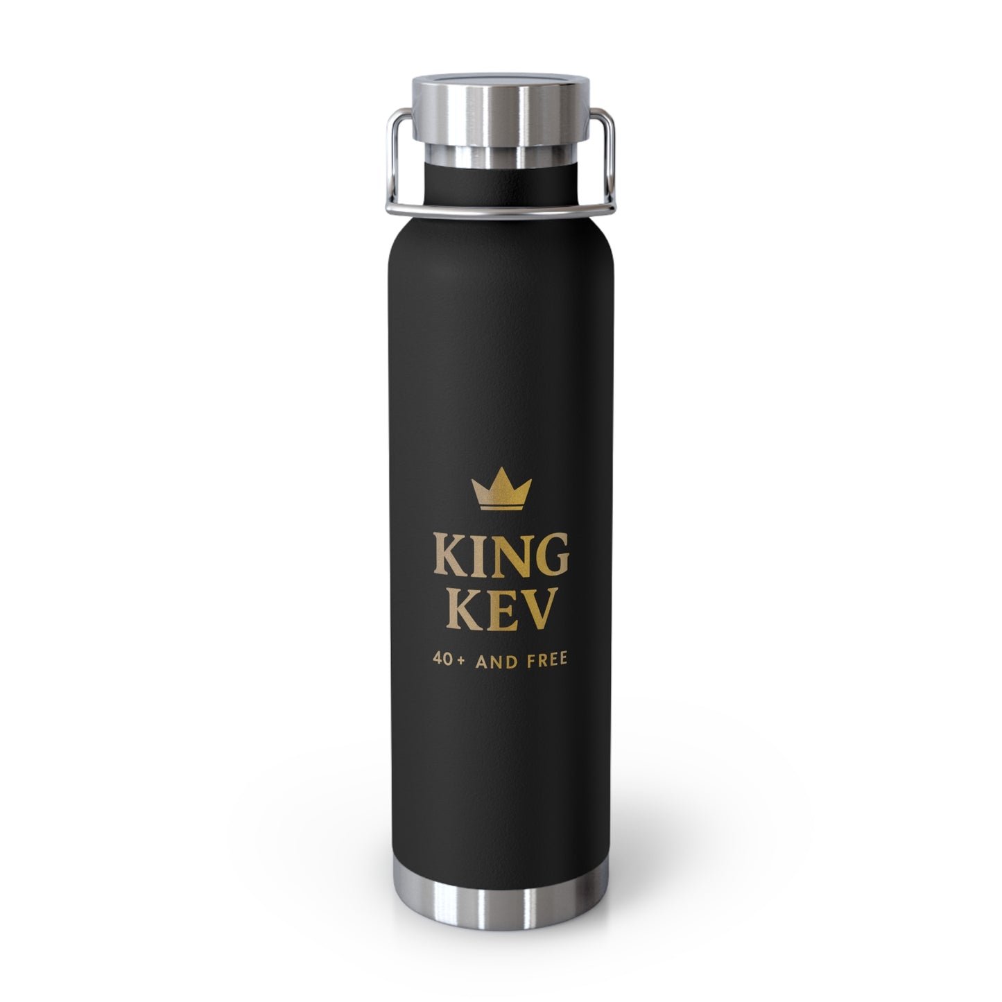 Black King Kev 40+ and Free stainless steel water bottle with gold crown design