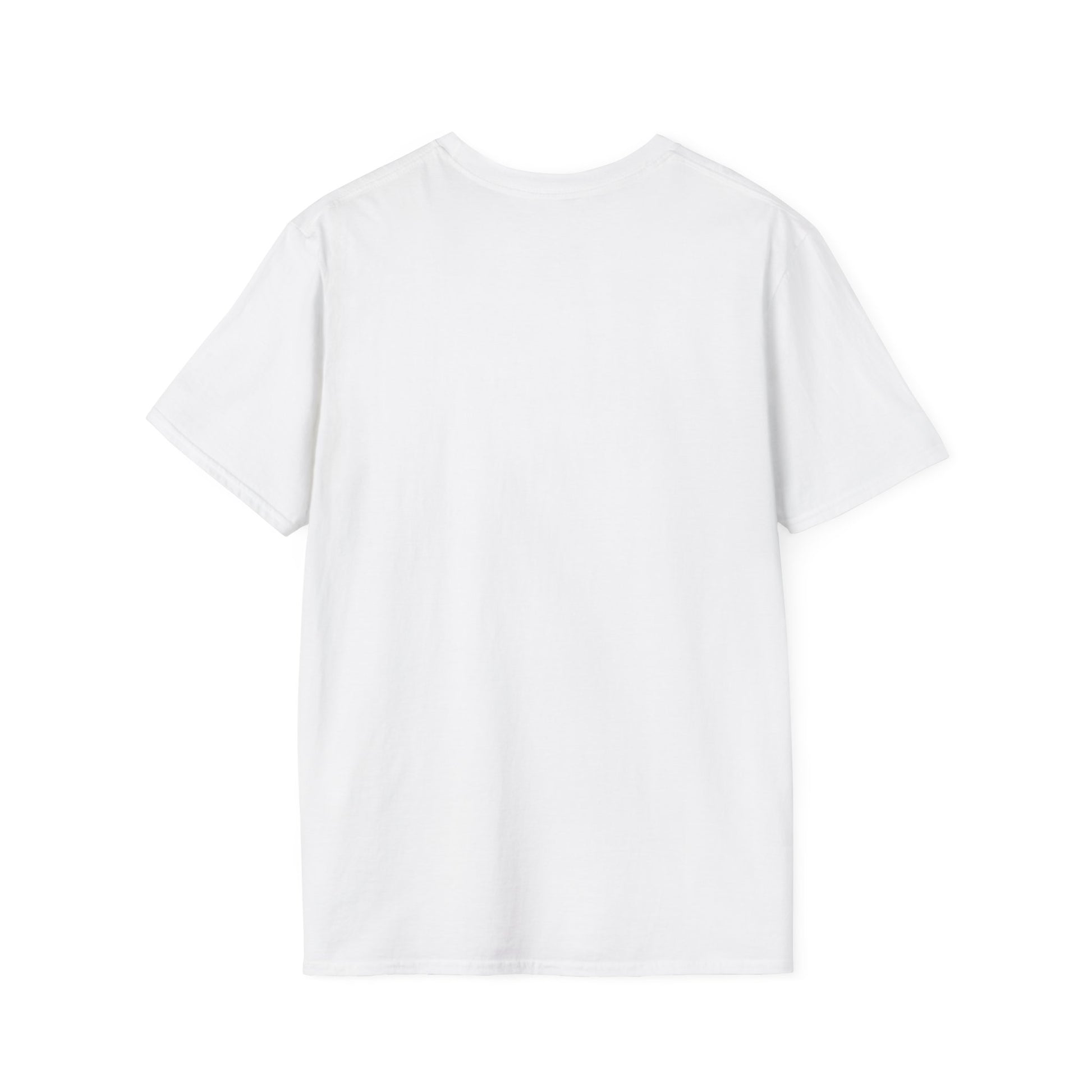 Back view of plain white unisex t-shirt for Halloween ghost beanie design collection by Makin’ It By Lady Ev