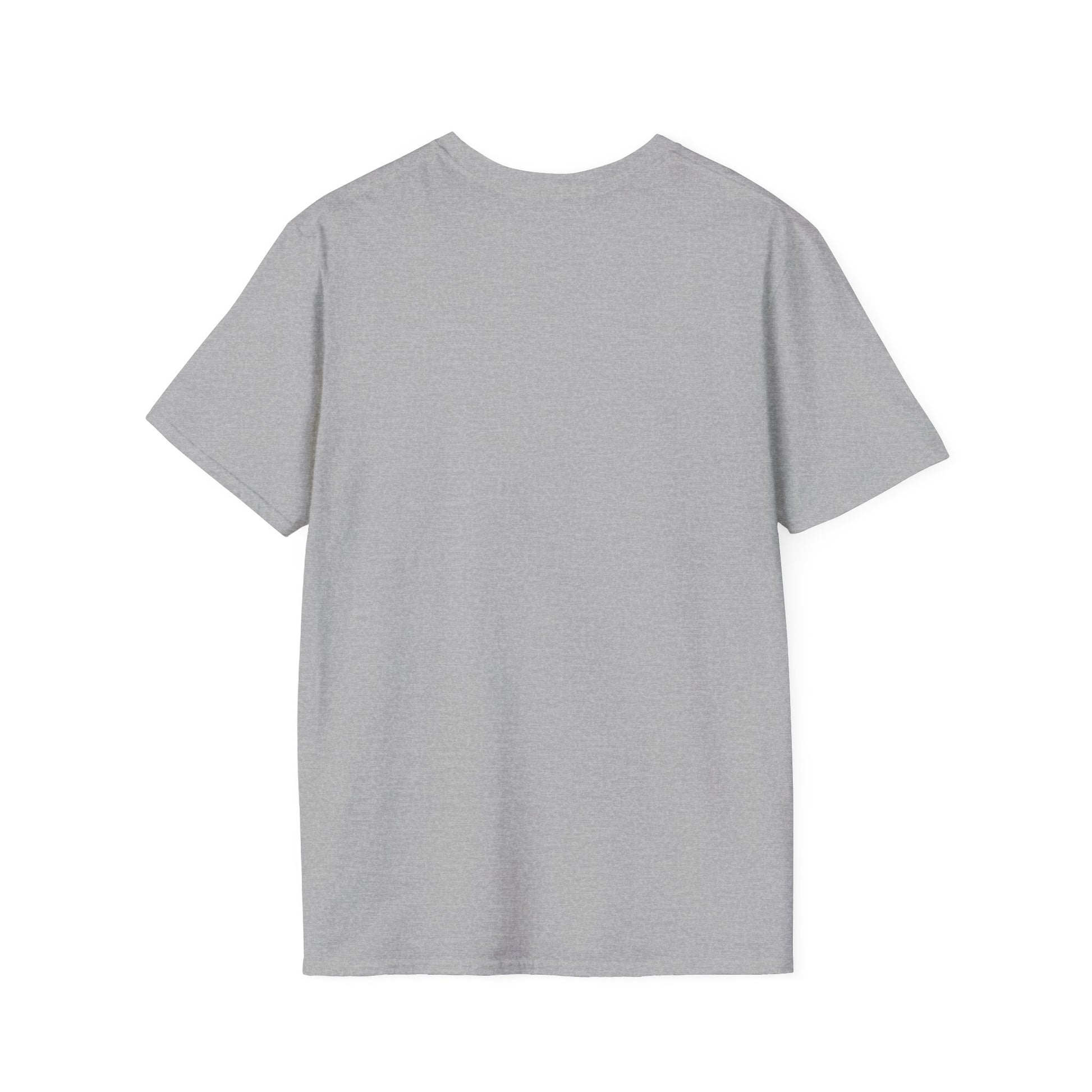 Back view of heather gray Halloween t-shirt, lightweight cotton blend with ghost beanie design by Makin’ It By Lady Ev.