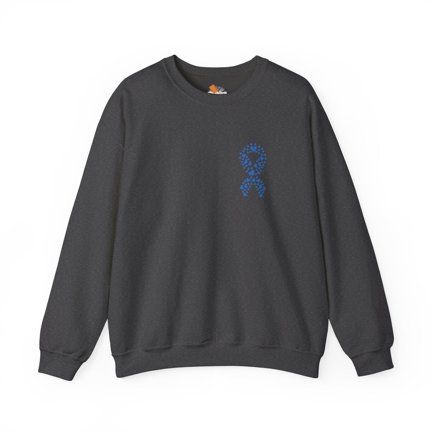 dark heather gray diabetes awareness crewneck sweatshirt — soft unisex fleece symbolizing support and hope.