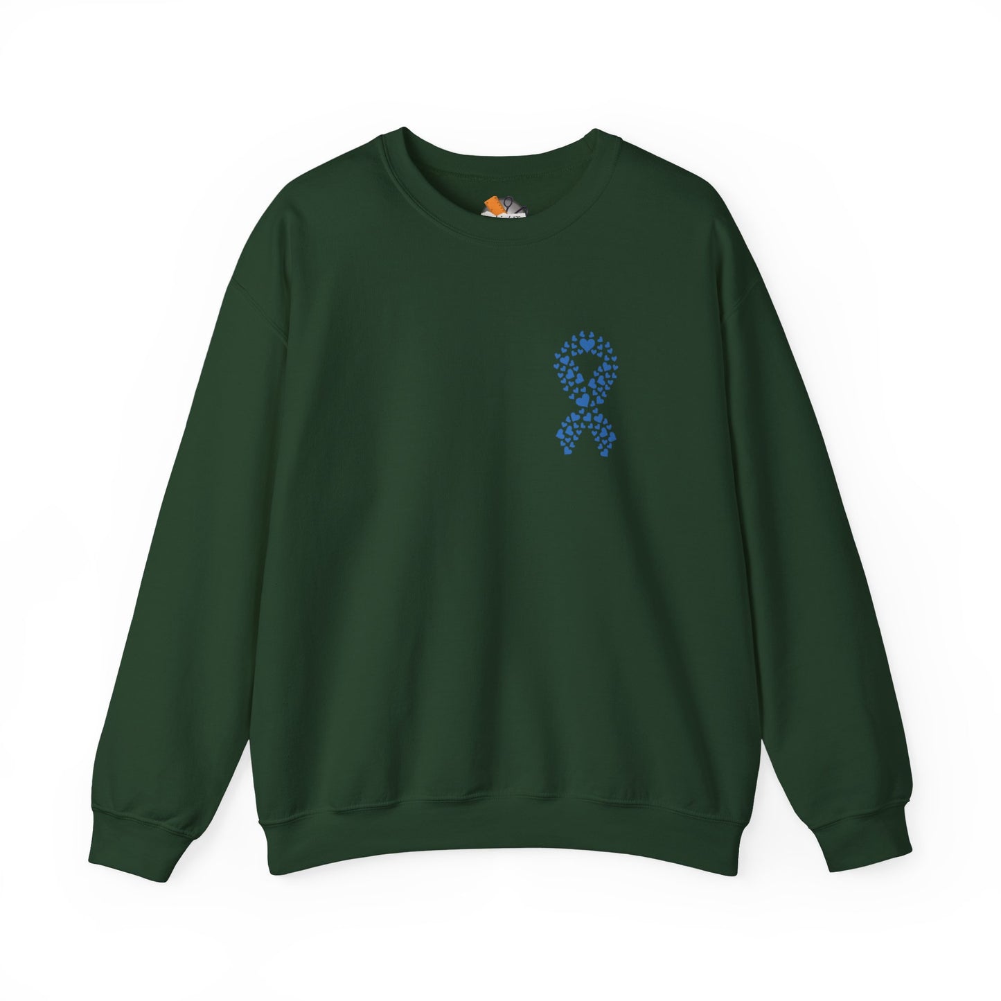 forest green diabetes awareness crewneck sweatshirt — classic unisex fleece made for comfort and cause advocacy.
